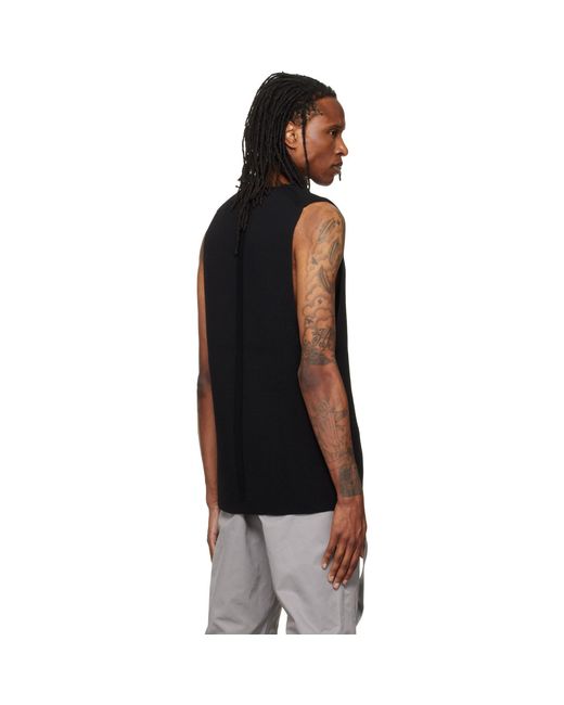 Rick Owens Black Tower Knit V Tank Top for men