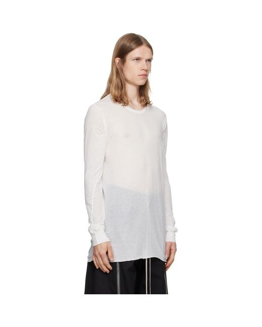 Rick Owens White Off- Tower Basic Ls T-Shirt for men