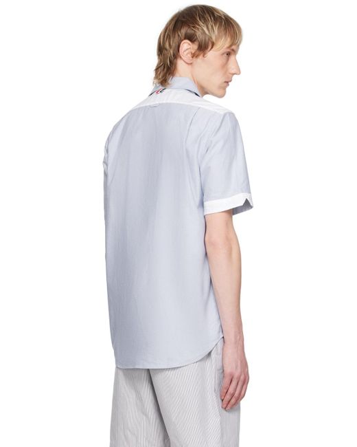 メンズ Thom Browne Thom E ホワイト&ブルー ストライプ シャツ White