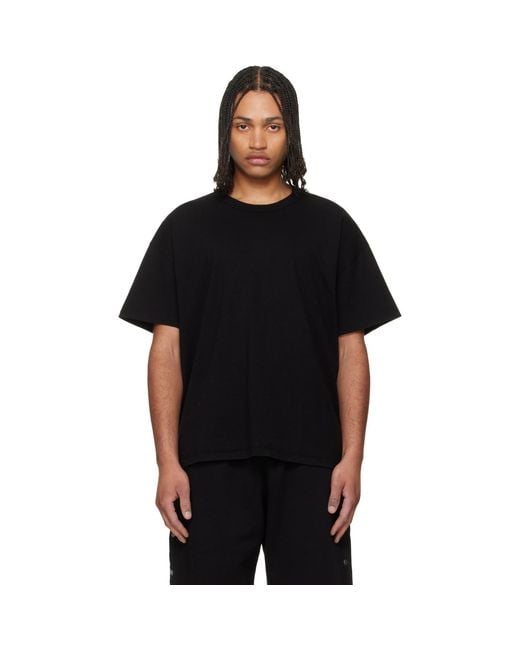 Les Tien Black Lightweight Binded Neck Oversized T-Shirt for men