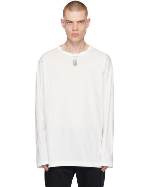 Yohji Yamamoto Black White Crewneck Long Sleeve T-shirt for men