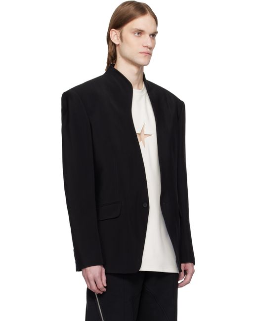 Mugler Black Collarless Tailored Blazer for men