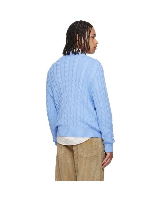 Polo Ralph Lauren Blue Cable-Knit Cotton Sweater for men