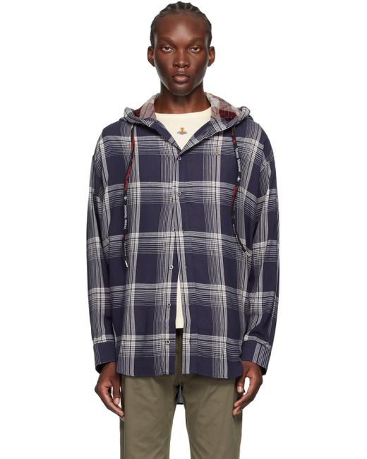 Vivienne Westwood｜LONG-SLEEVED SHIRTS (RIB HOODIE SHIRT Navy Rib Hoodie Shirt by Vivienne Westwood on Sale