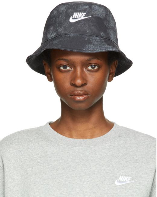 nike black washed bucket hat