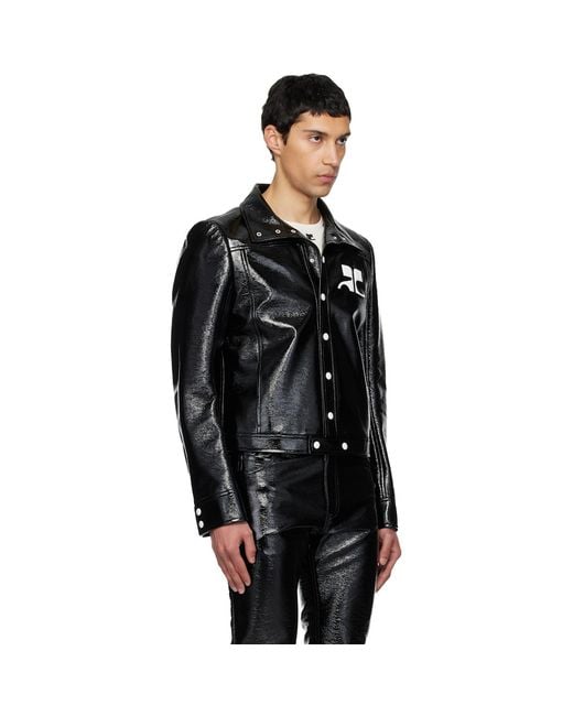Courreges Black Reedition Vinyl Jacket for men