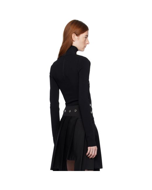 Off-White c/o Virgil Abloh Black Eyelets Mock Neck Sweater