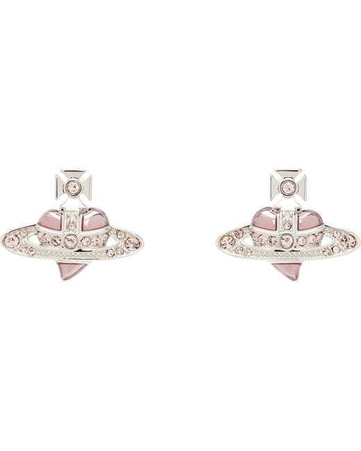 Vivienne Westwood Black New Diamante Heart Earrings