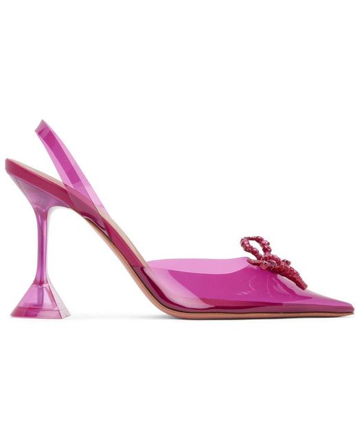 AMINA MUADDI Pink Rosie Glass Sling Heels in Purple | Lyst