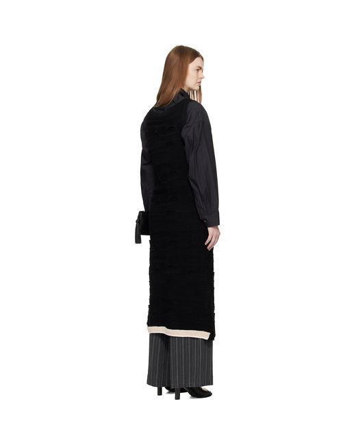 Y's Yohji Yamamoto Black Solid Knit Arranged Strap Midi Dress