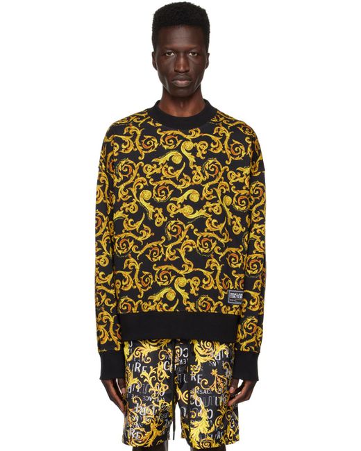Versace Jeans Black & Gold Sketch Couture Sweatshirt for men