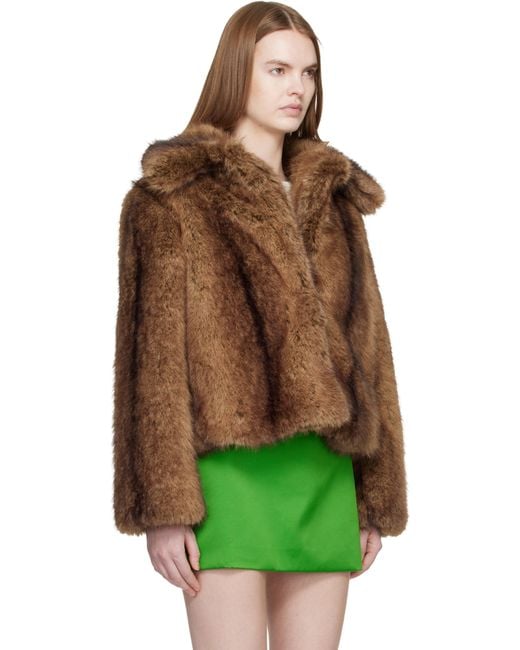 Sandy Liang ブラウン Kensington フェイクファー ジャケット Green