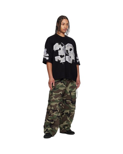Mastermind Japan Black '39' Distressed Patch Half Sleeve T-Shirt for men