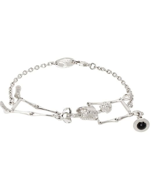 Vivienne Westwood Black Silver Skeleton Bracelet