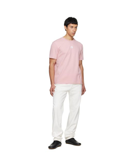 Balmain Pink Embroidered Logo T-Shirt for men