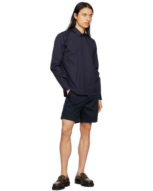 AMI Blue Navy Rolled Shorts for men