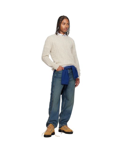 Polo Ralph Lauren White 'The Iconic Cable-Knit' Cashmere Sweater for men