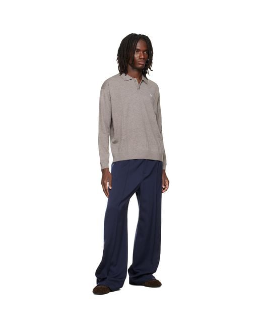 Maison Kitsuné Gray Taupe Profile Fox Comfort Polo for men