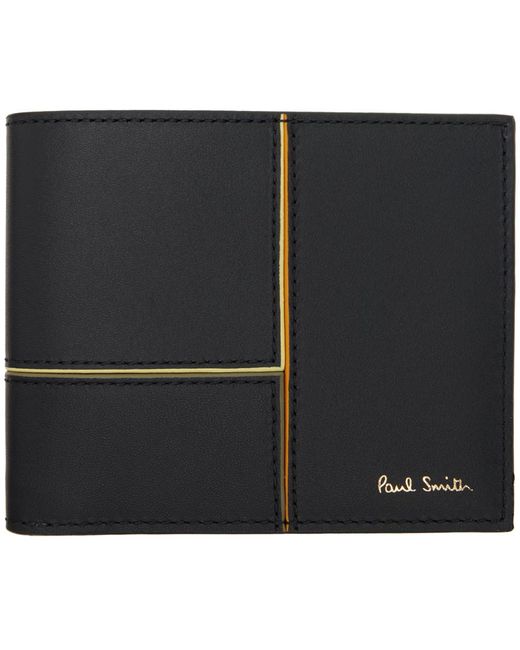 Paul Smith Black Paneled Leather Billfold Wallet for men