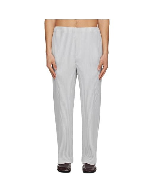 Homme Plissé Issey Miyake White Color Pleats 1 Trousers for men