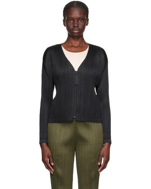 Pleats Please Issey Miyake Black Monthly Colors September Cardigan