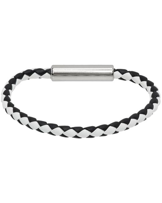Marni Black & White Braided Leather Bracelet for men