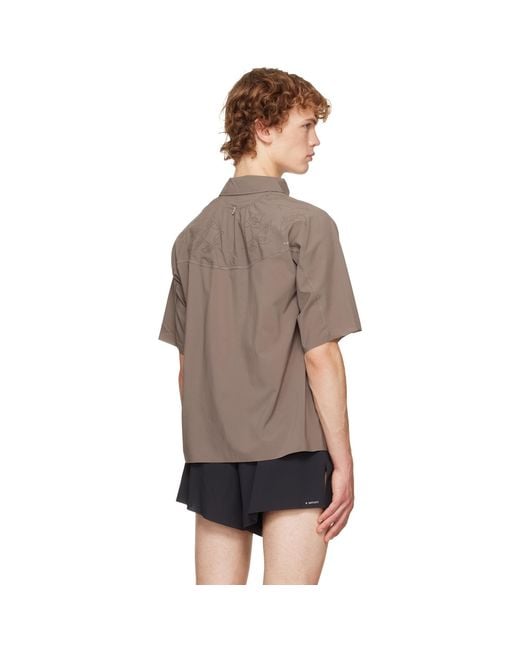 Satisfy Gray Taupe Peaceshell River Short Sleeves Shirt for men