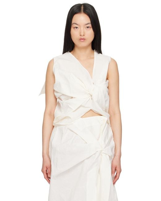 Issey Miyake Natural Off-white Twisted Top