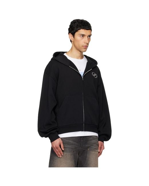 we11done Black Zip-Up Hoodie for men