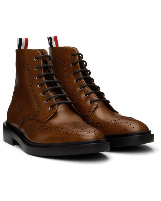 Thom Browne Brown Classic Wingtip Brogue Boots for men