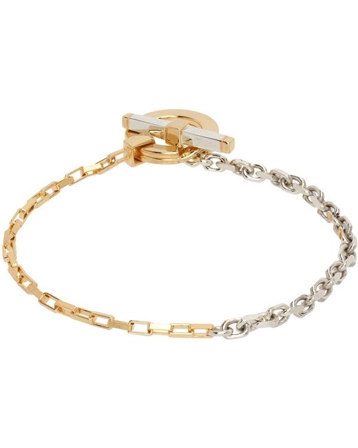 Bottega Veneta Black Gold & Silver Key Chain Bracelet for men