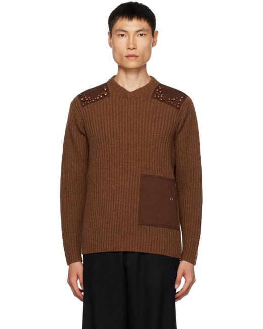 Undercover Brown Beaded Sweater for men