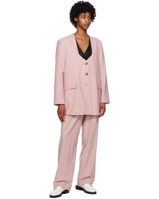 Ganni Pink Oversized Drapey Blazer