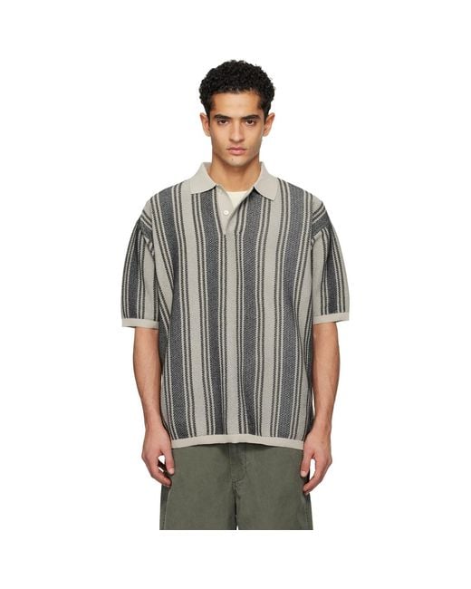 Nanamica Gray Ooal Knit Sweater Polo for men