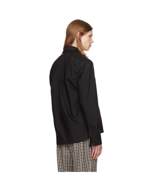 AV VATTEV Black Detachable Collar Scarf Shirt for men