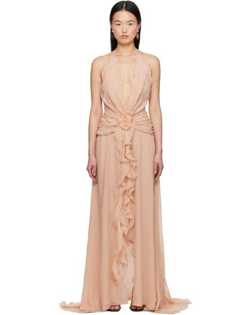 Blumarine Natural Georgette Maxi Dress