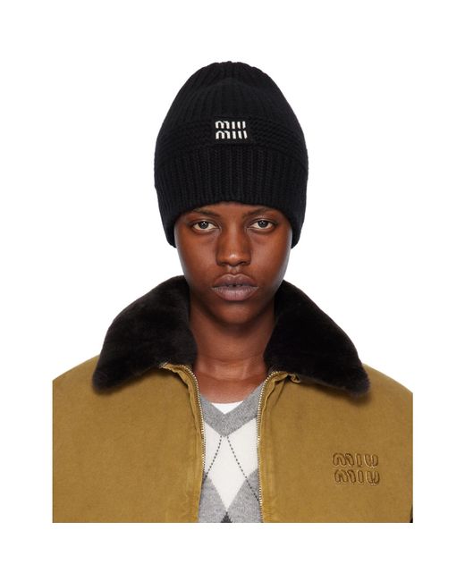 Miu Miu Black Patch Beanie