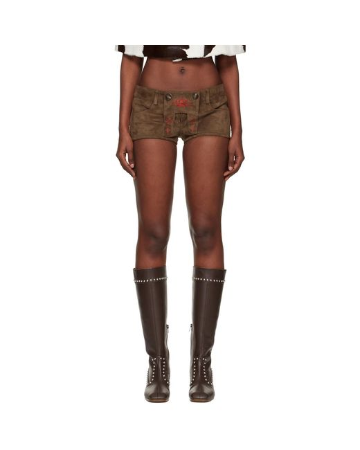 LAURA ANDRASCHKO Black Lederhosen Suede Shorts