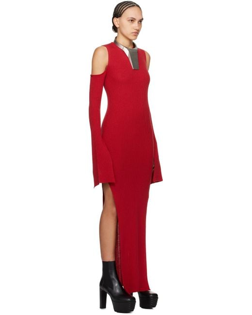 Rick Owens Red Cape Sleeve Maxi Dress
