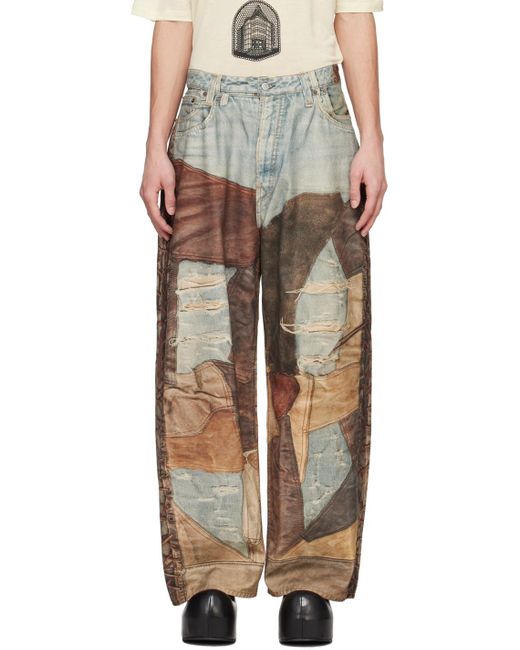 Acne Brown Printed Trousers for men