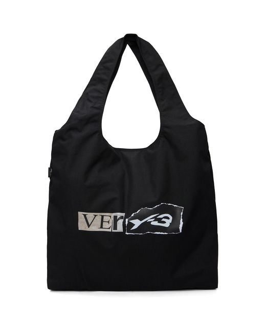 Y-3 Black Graphic 'Ver' Tote for men