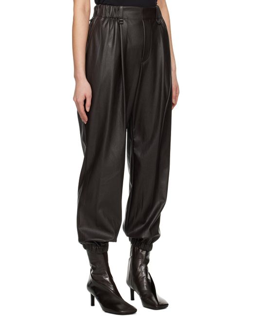 Issey Miyake Black Brown Figure Faux-leather Trousers