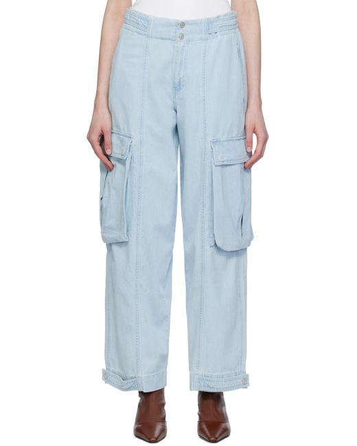 FRAME Blue Wide-Leg Cargo Jeans