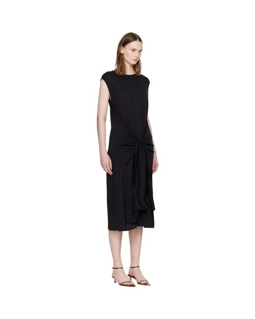 Totême Black Tie-Waist Jersey Midi Dress