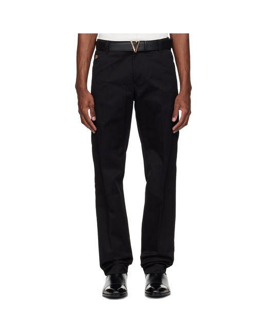 Versace Black Cotton-Gabardine Chino Trousers for men