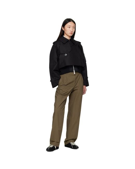 Sacai Black Cotton Gabardine X Nylon Twill Jacket