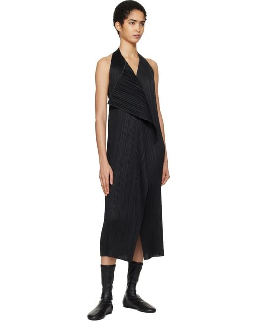 Pleats Please Issey Miyake Black Monthly Colors November Maxi Dress