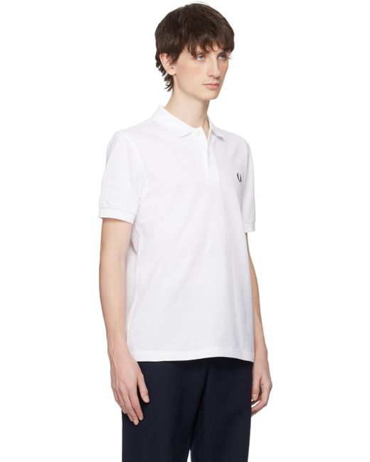 Fred Perry White Embroidered Polo for men