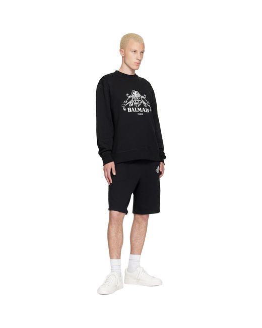 Balmain Black Printed Vine' Sweatshirt for men