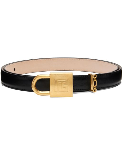 Balmain Black Sync Narrow Leather Belt for men